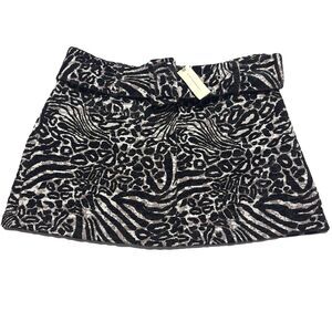 MAEVE Anthropologie Belted Micro Mini Skirt Animal Print Low Rise Size L NWT